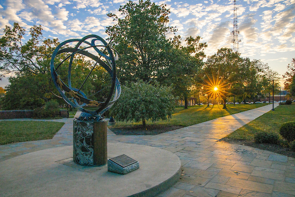 the sundial at dusk