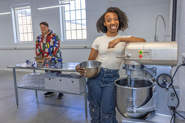 ValanDria Smith-Lash in her production space at  Innovation College at Elm building