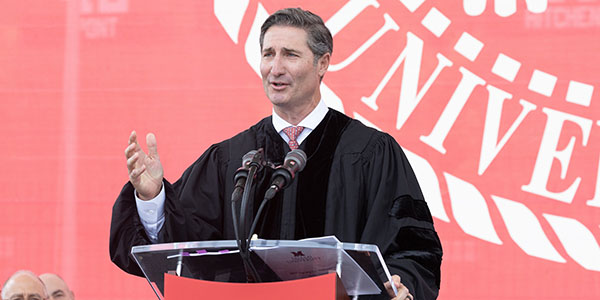 Brian Niccol '96 speaks at this year's Spring Commencement at Miami University's Yager Stadium.