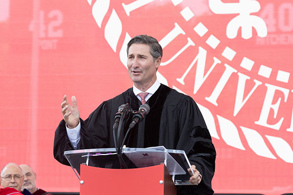 Brian Niccol '96 speaks at this year's Spring Commencement at Miami University's Yager Stadium.