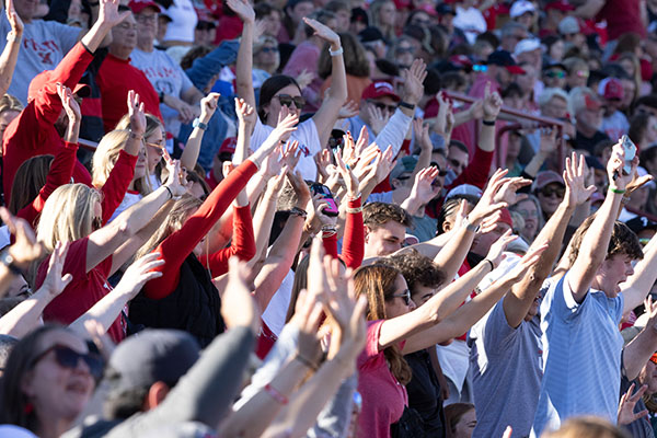 Miami University football fans in the stands at Yager Stadium