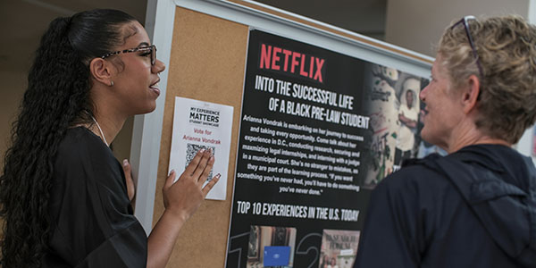 A student presents during the Keys to Career event at Miami University on Oct. 5.