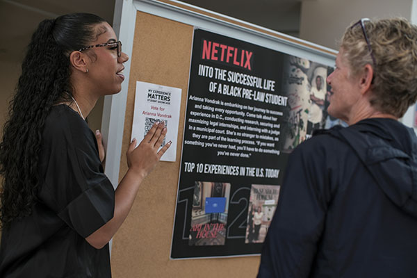 A student presents during the Keys to Career event at Miami University on Oct. 5.