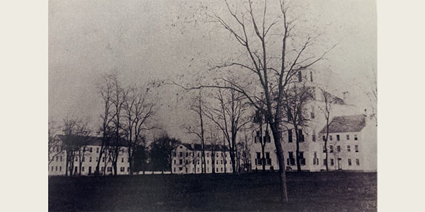 This photo, the first known photograph of Miami University's campus, was taken in 1858