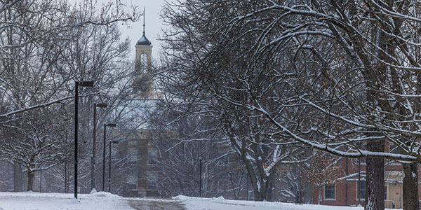 Miami University's Oxford campus in winter