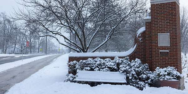 Miami University's Oxford campus in winter