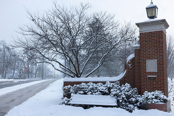 Miami University's Oxford campus in winter