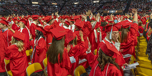 Miami University students at the Fall Commencement ceremony in Millett Hall