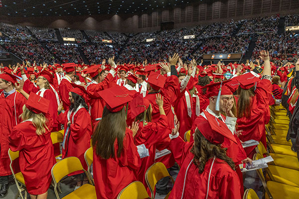 Miami University students at the Fall Commencement ceremony in Millett Hall