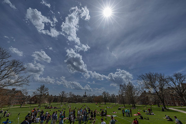 Miami University students view this year's eclipse.