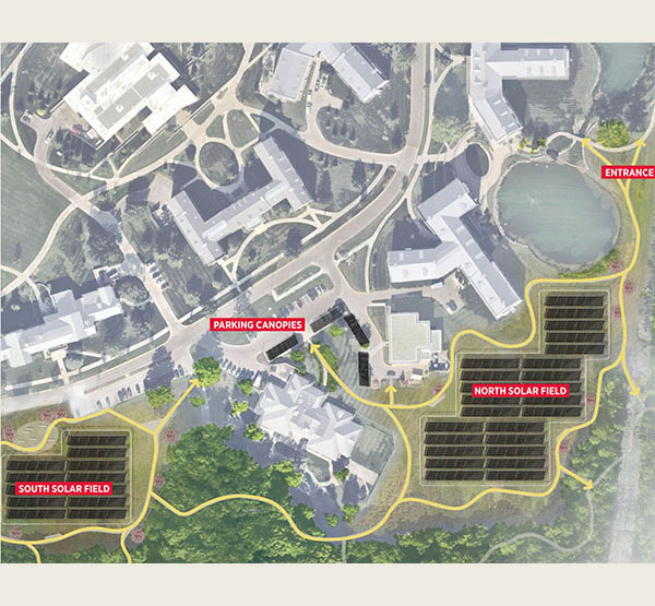 MSP rendering of the north and south solar installations on western campus