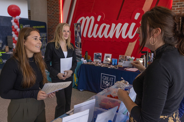 Students at a career and internship fair Miami