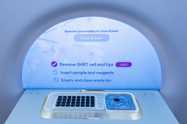 Close-up of the PacBio Vega Benchtop System in use