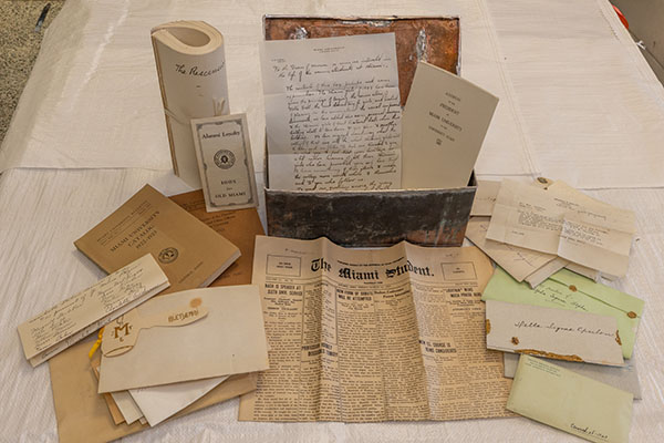 Time capsule contents from Miami University's Wells Hall