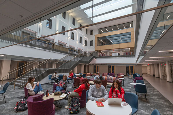 Miami University students in Bachelor Hall